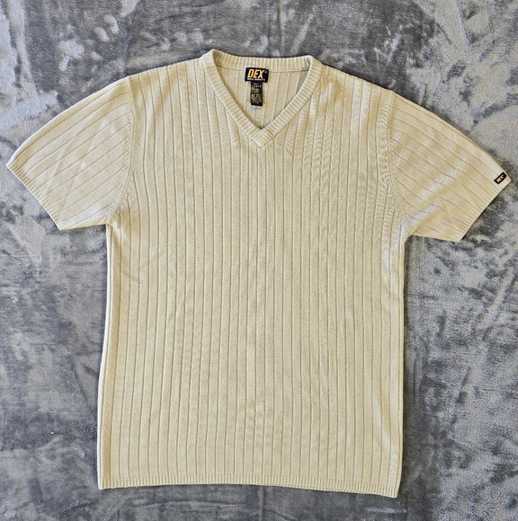 Dex Other - Vintage Dex Fresh Products Men's Cream V Neck Sweater Shirt Size Large Fits Med